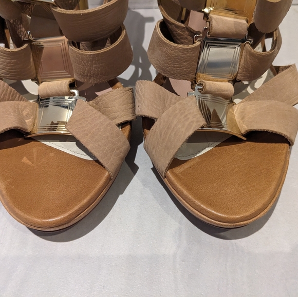 Herve Leger straps high heels Sandal Shoes in Beige with gold heel size 38 - Picture 3 of 10